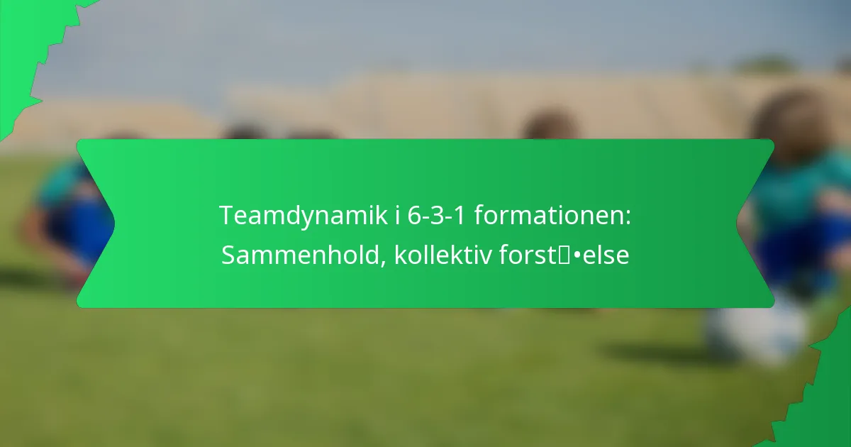 Teamdynamik i 6-3-1 formationen: Sammenhold, kollektiv forståelse
