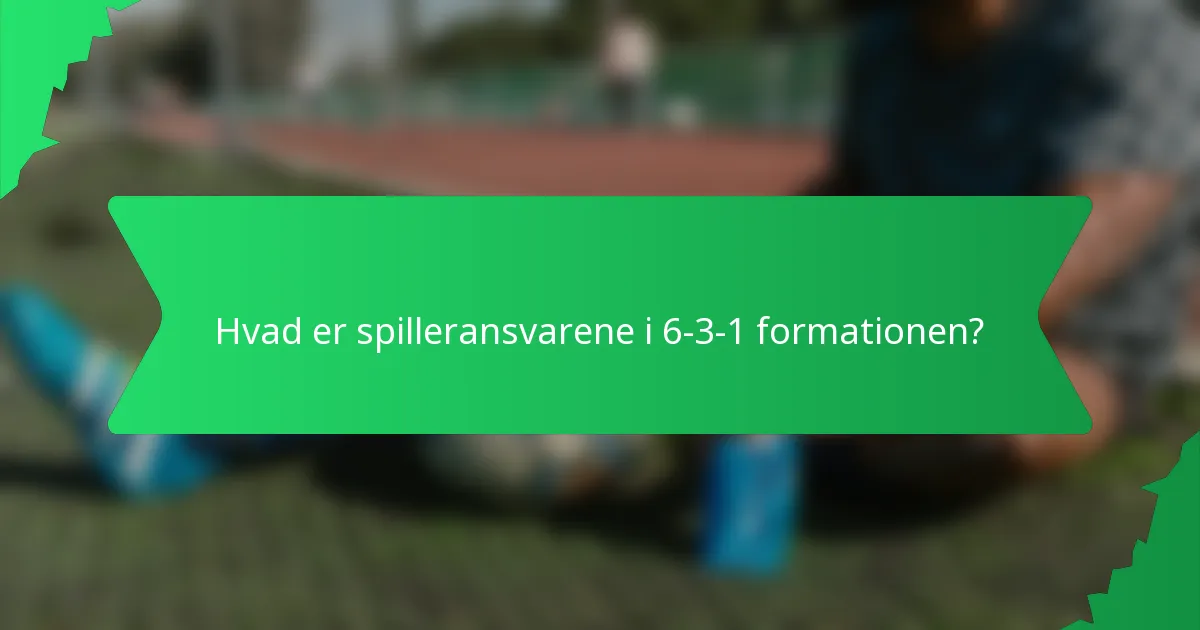 Hvad er spilleransvarene i 6-3-1 formationen?