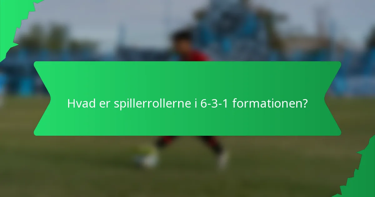 Hvad er spillerrollerne i 6-3-1 formationen?